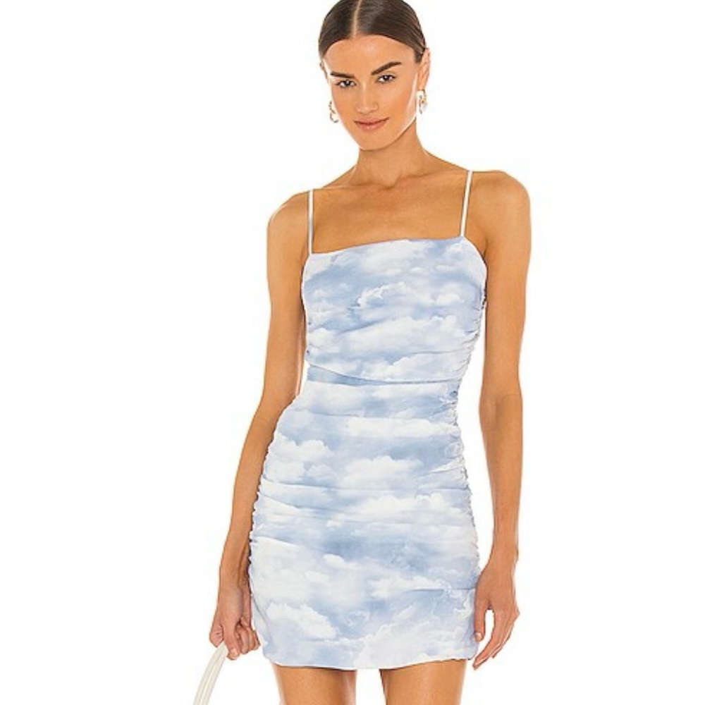 WeWoreWhat Revolve Cloud Print Blue Thin Strap Mini Dress Size XL